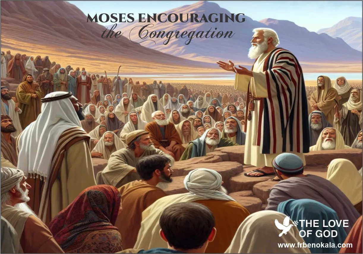 Moses Encouraging the Congregation about God's Commandment